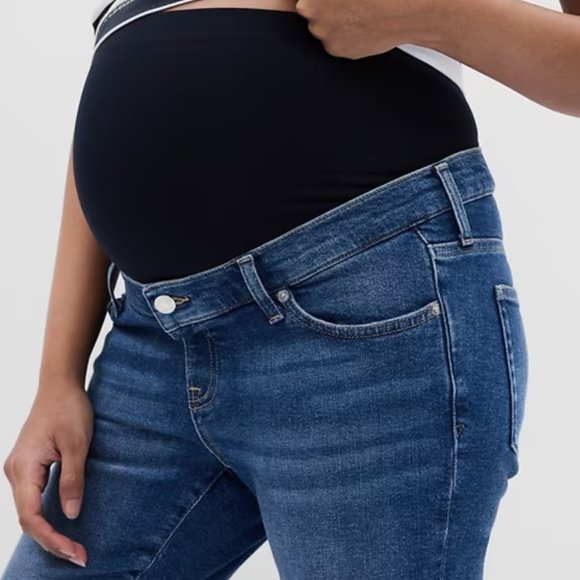 Gap Maternity True Waistband Full Panel Vintage Slim Jeans Dark Indigo Size 28 - Picture 3 of 4